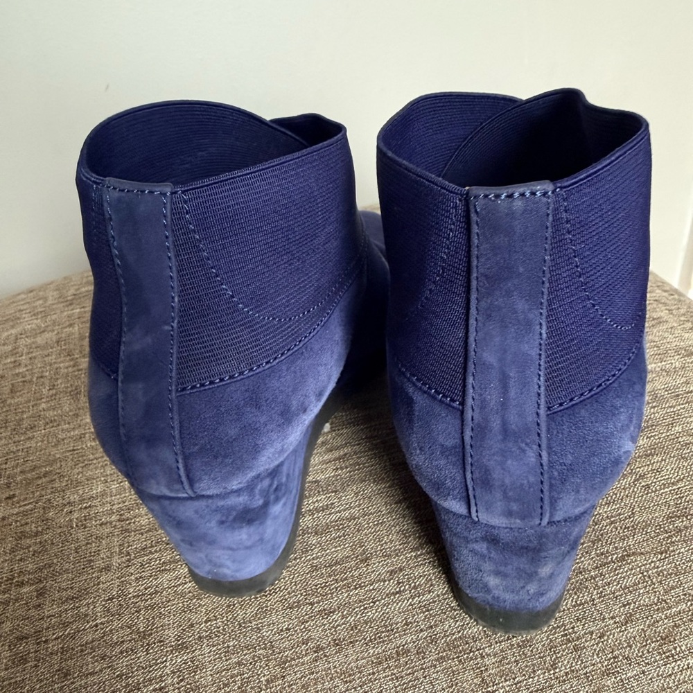 gentle souls Navy Suede Wedge Ankle Boots - Picture 4 of 7